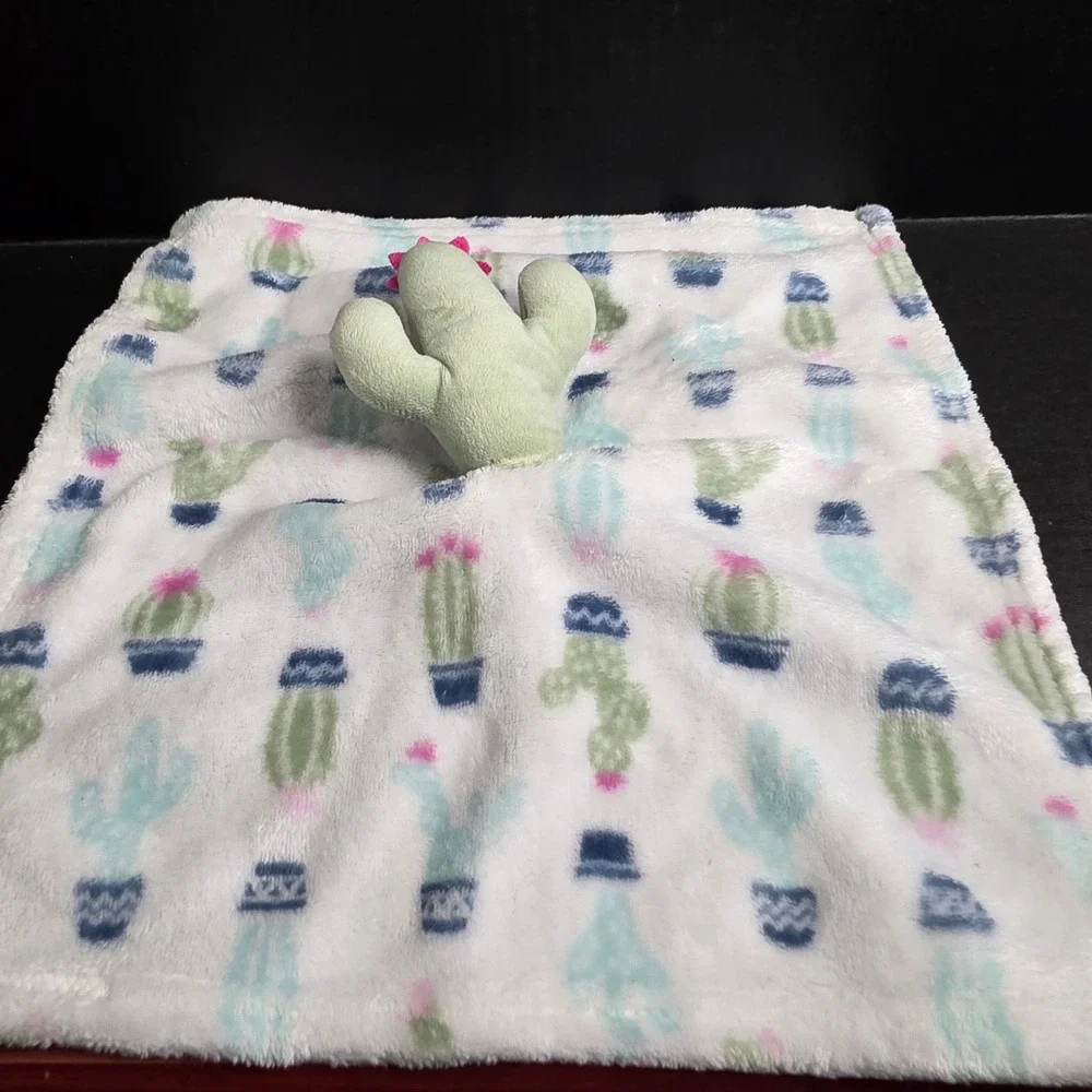 Hudson Baby Cactus Plush Security Blanket Lovey 16505 Green Pink White